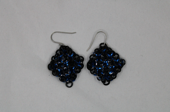 Blue and Black Chainmail Earrings
