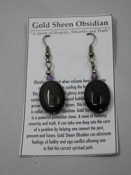 Gold Sheen Obsidian Earrings